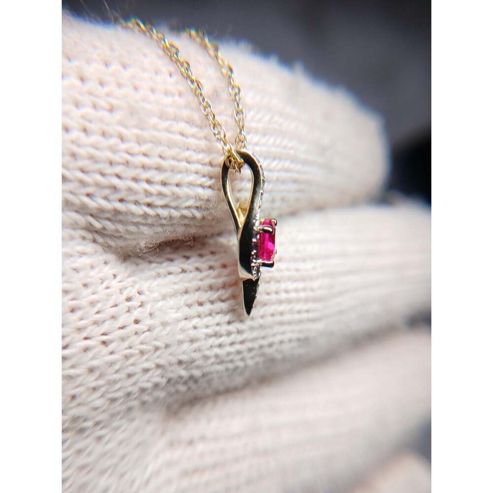 Sterling Silver Pink Topaz Silver Accents Gold Tone Pendant Necklace - Picture 15 of 16